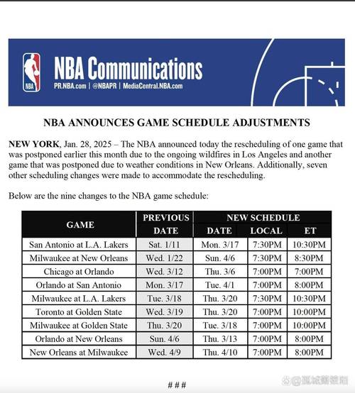 nba最新赛程表；nba最新赛程表一览